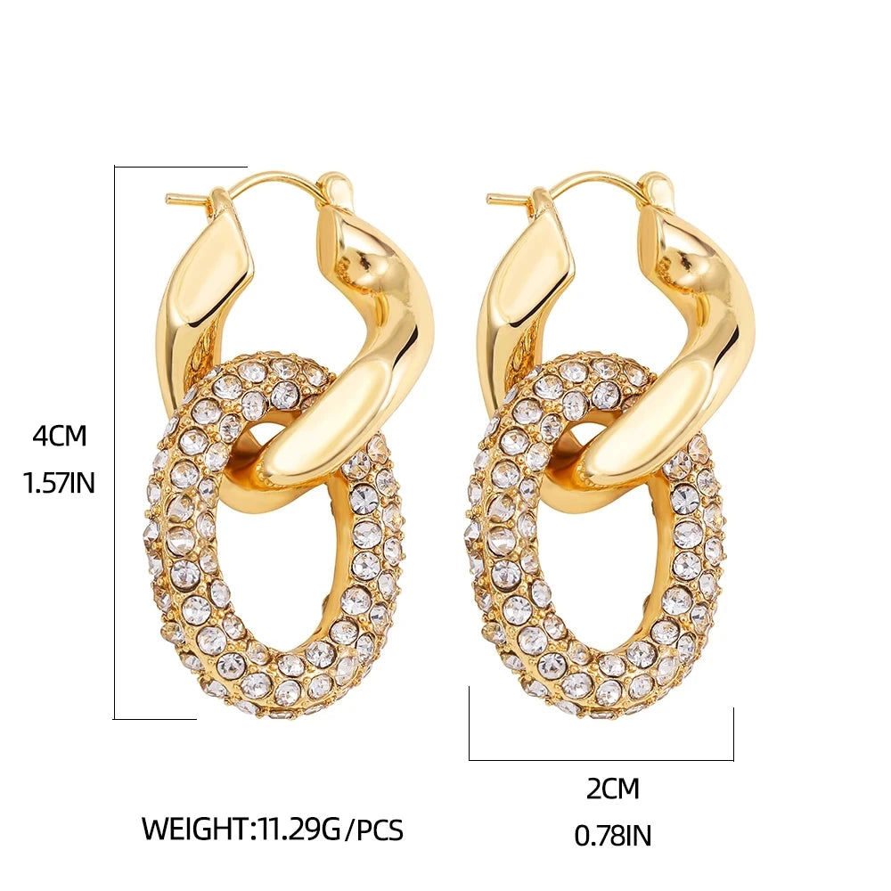 Rhinestone Stainless Steel Earrings Zircon Huggie Jewelry