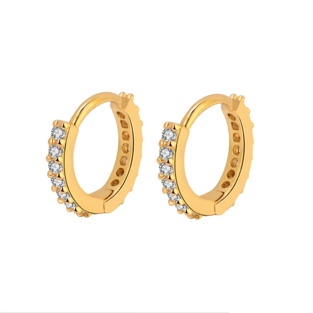 1Pair Stainless Steel Hoop Earrings Zirconia