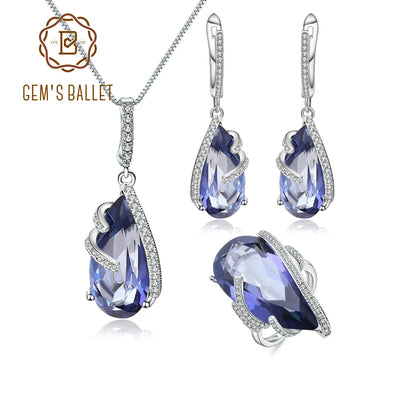 Lolite Blue Mystic Quartz Sterling Silver  Jewelry Set