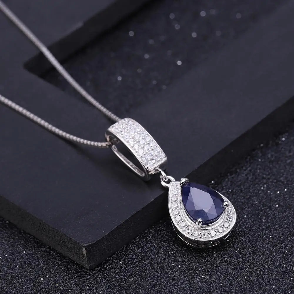 Natural Blue Sapphire  Sterling Silver Jewelry Set