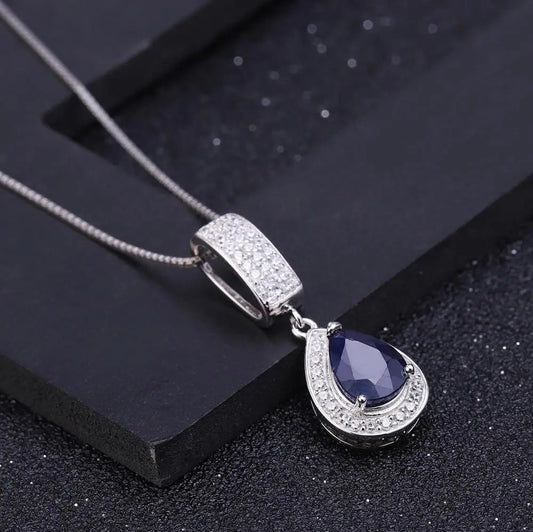 Natural Blue Sapphire  Sterling Silver Jewelry Set