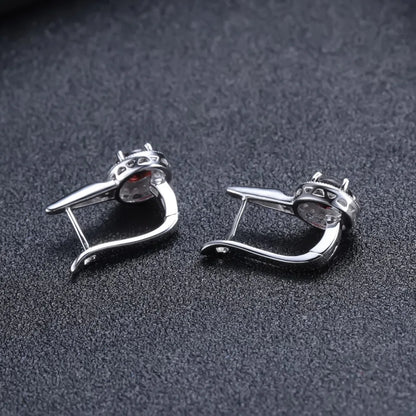 3.15 Ct Garnet Earrings Ring Set, Sterling Silver