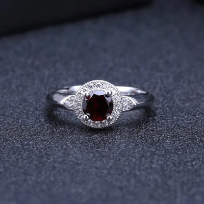 3.15 Ct Garnet Earrings Ring Set, Sterling Silver