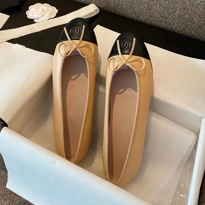 Flats Ballet  Comfortable Shoes  Sheepskin Round Toe