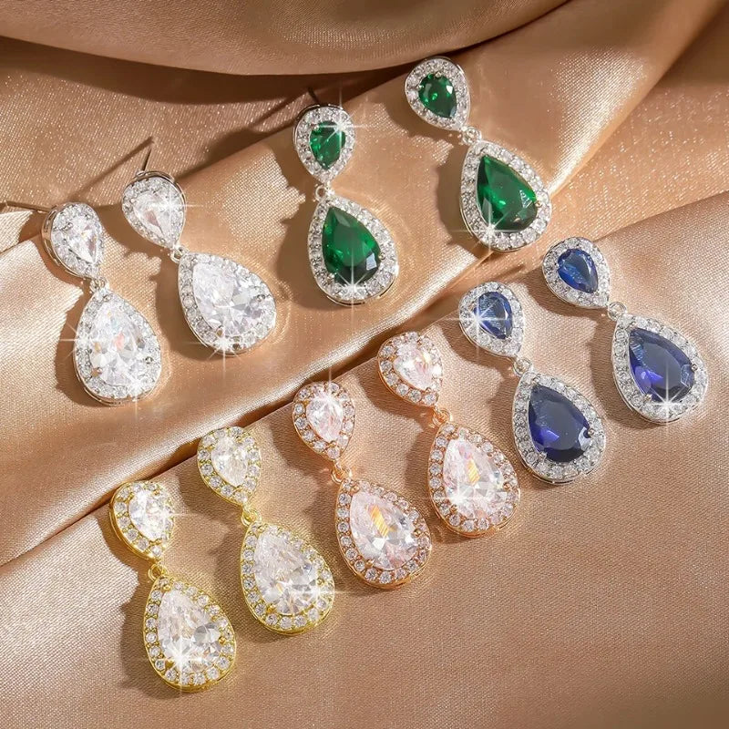 Classic Cubic Zirconia Tear Drop Earrings