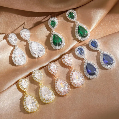 Classic Cubic Zirconia Tear Drop Earrings