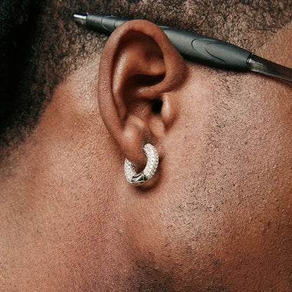 Silver Hoop Earrings Zirconia 14K Gold Plated