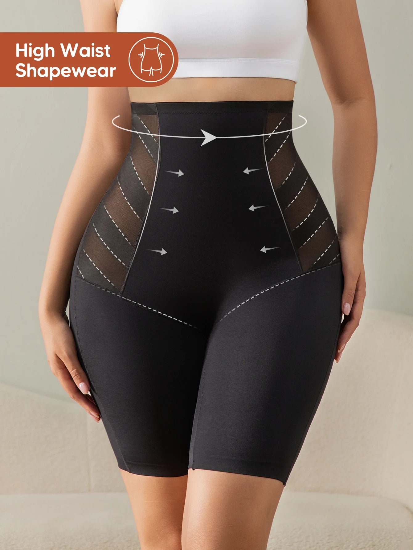 Black High Waist Tummy Control Shapewear Shorts