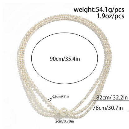 Baroque Multilayer Imitation Pearl Long Chain Necklace