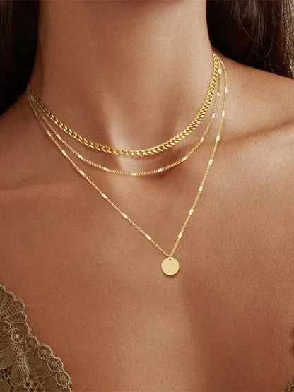 14K Gold Plated Layering  Women Necklaces Set