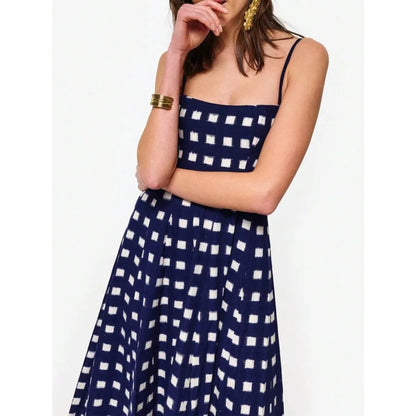 Women’s Y2K Checkerboard Midi Beach Slip Dress