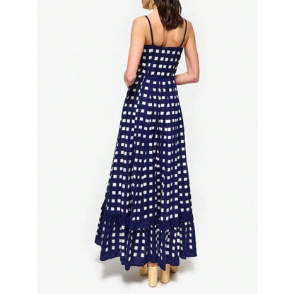 Women’s Y2K Checkerboard Midi Beach Slip Dress