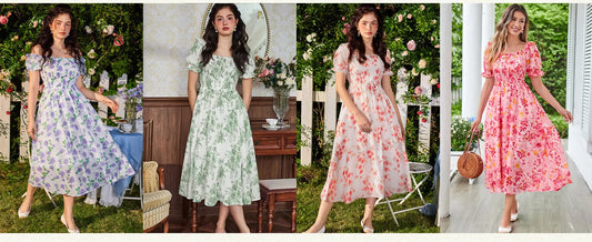 Floral Puff Sleeve A-Line Summer Dress