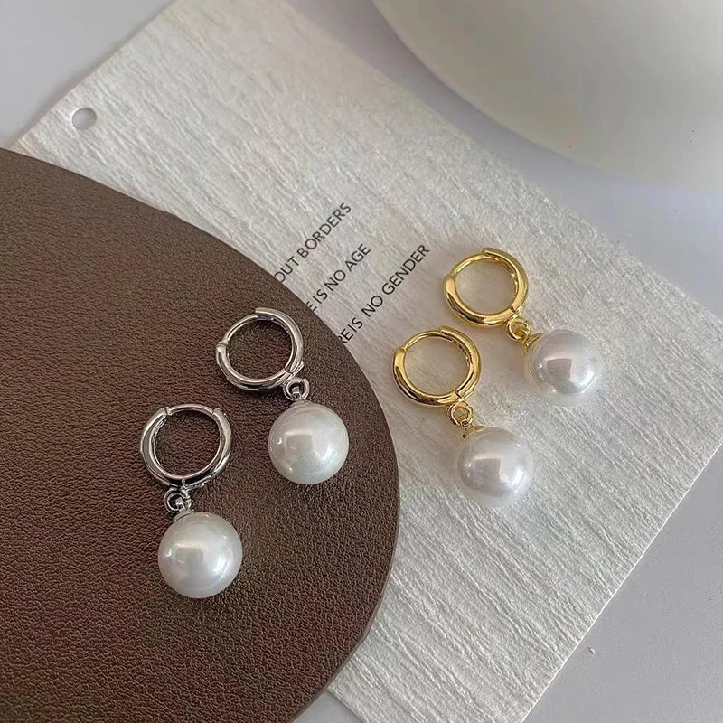 Fashion Pearl Dangled Earrings Wedding Stainless Steel