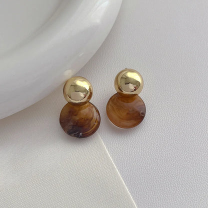 Imitation Amber Color Acrylic Bead Dangle  Earrings