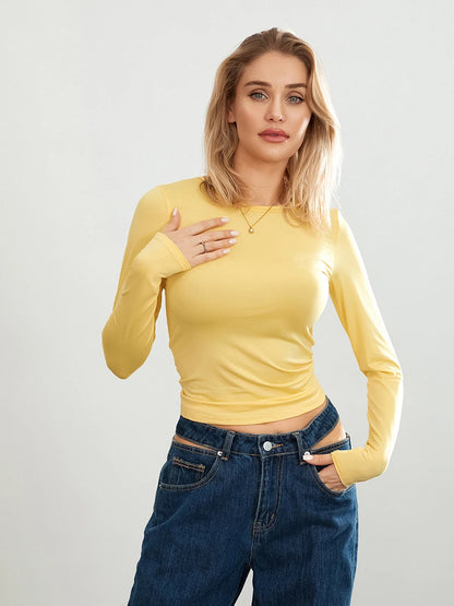 Women Long Sleeve T-Shirts Crew Neck Casual