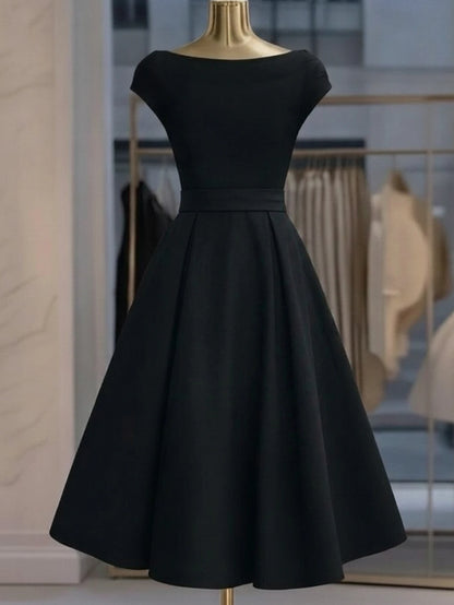Black Off Shoulder Bow Waist Midi Dress
