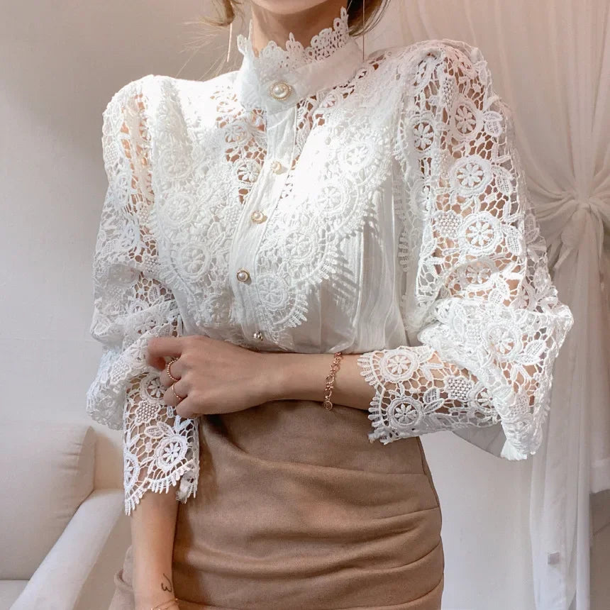 Long Sleeve Lace Blouse