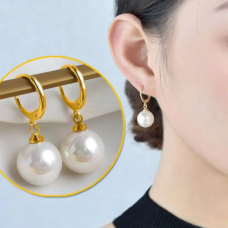 Fashion Pearl Dangled Earrings Wedding Stainless Steel