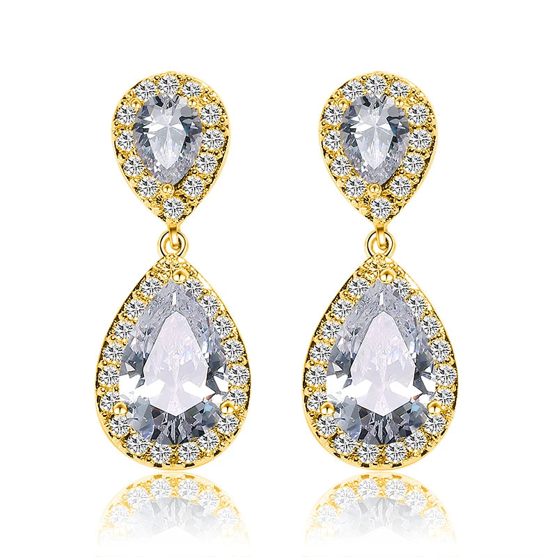Classic Cubic Zirconia Tear Drop Earrings