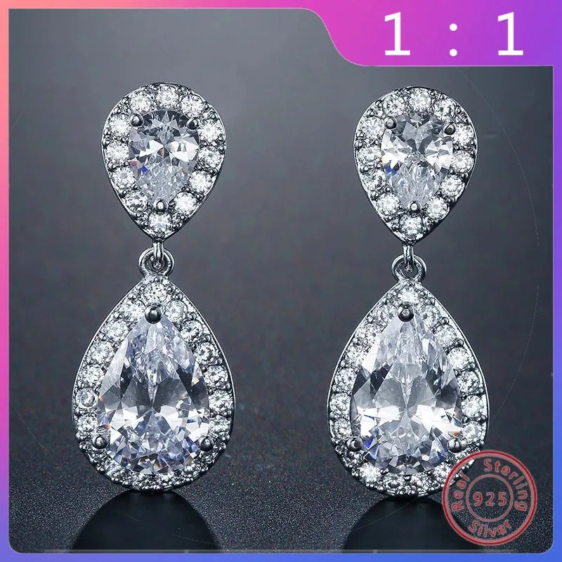 Classic Cubic Zirconia Tear Drop Earrings