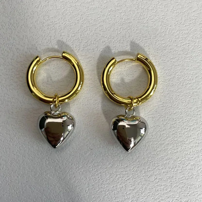 Gold Silver Color Heart Hoop Earrings Fashion Jewelry