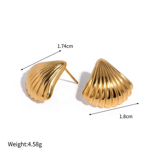 Stainless Steel Starfish Shell Stud Earrings for Women