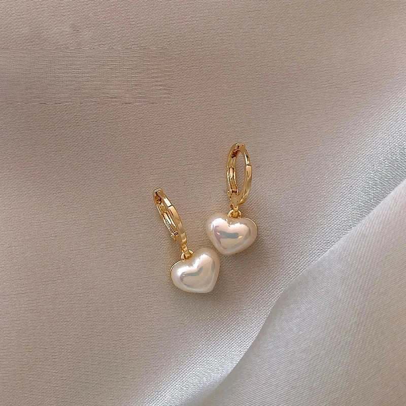 Classic Pearl Heart  Earrings Fashion Jewelry