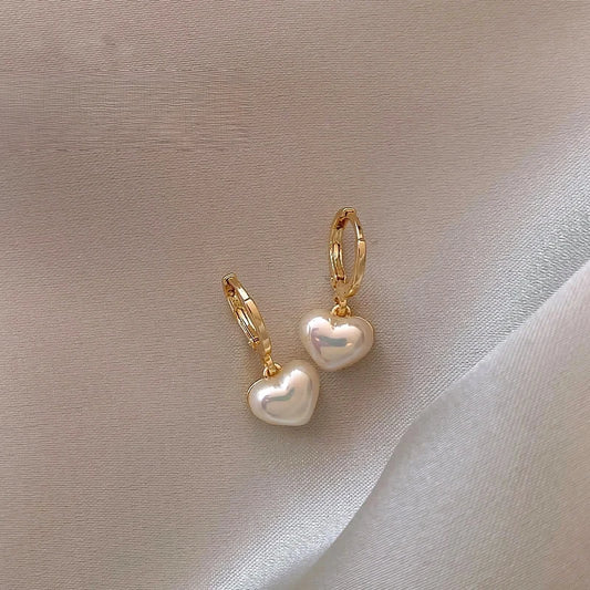 Classic Pearl Heart  Earrings Fashion Jewelry