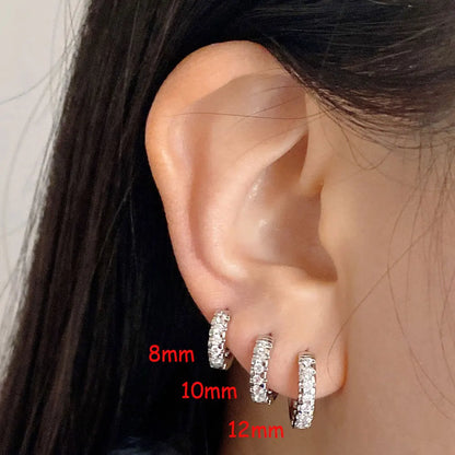 1Pair Stainless Steel Hoop Earrings Zirconia