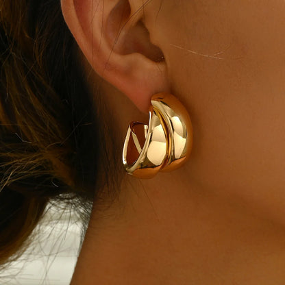 Stainless Steel Hoop Earrings  Gold Color for Women