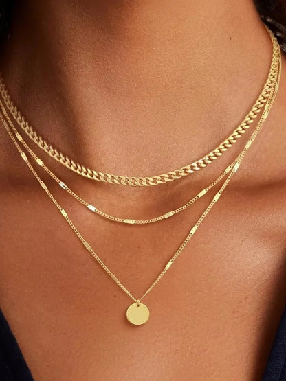 14K Gold Plated Layering  Women Necklaces Set