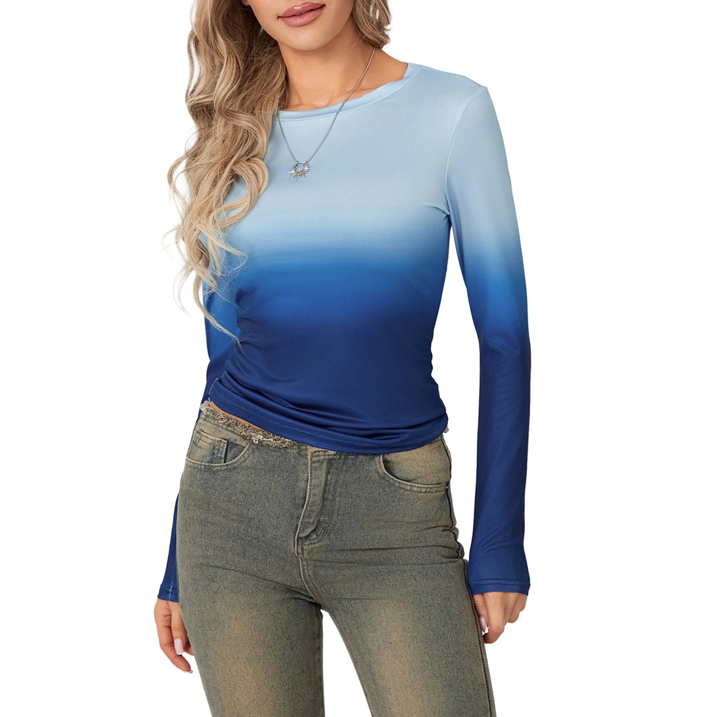 Women Long Sleeve T-Shirts Crew Neck Casual