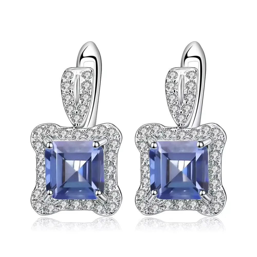 3.77Ct Green Agate Gemstone Earrings Sterling Silver