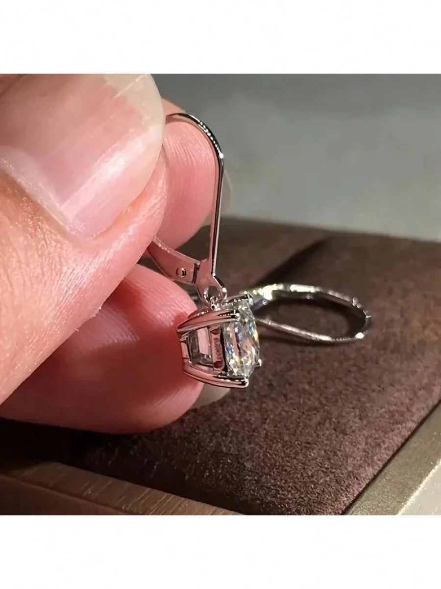 Square CZ  Hoop Earrings Sterling Silver Hypoallergenic