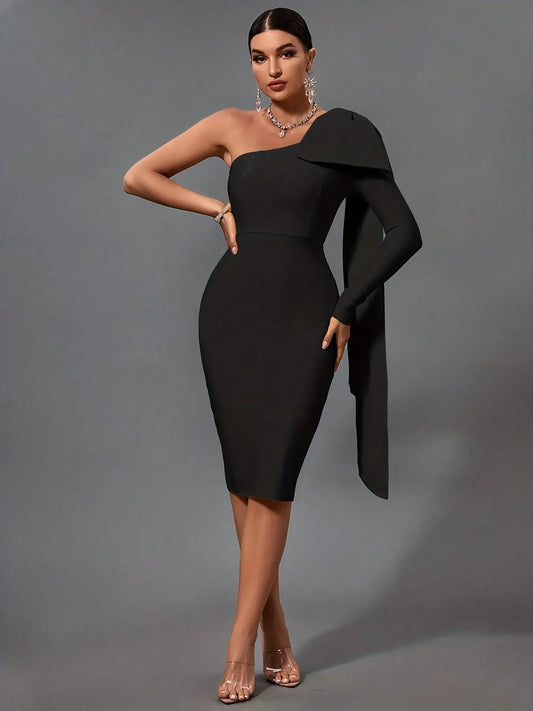 Bandage Bodycon Elegant Sexy One Shoulder Dress