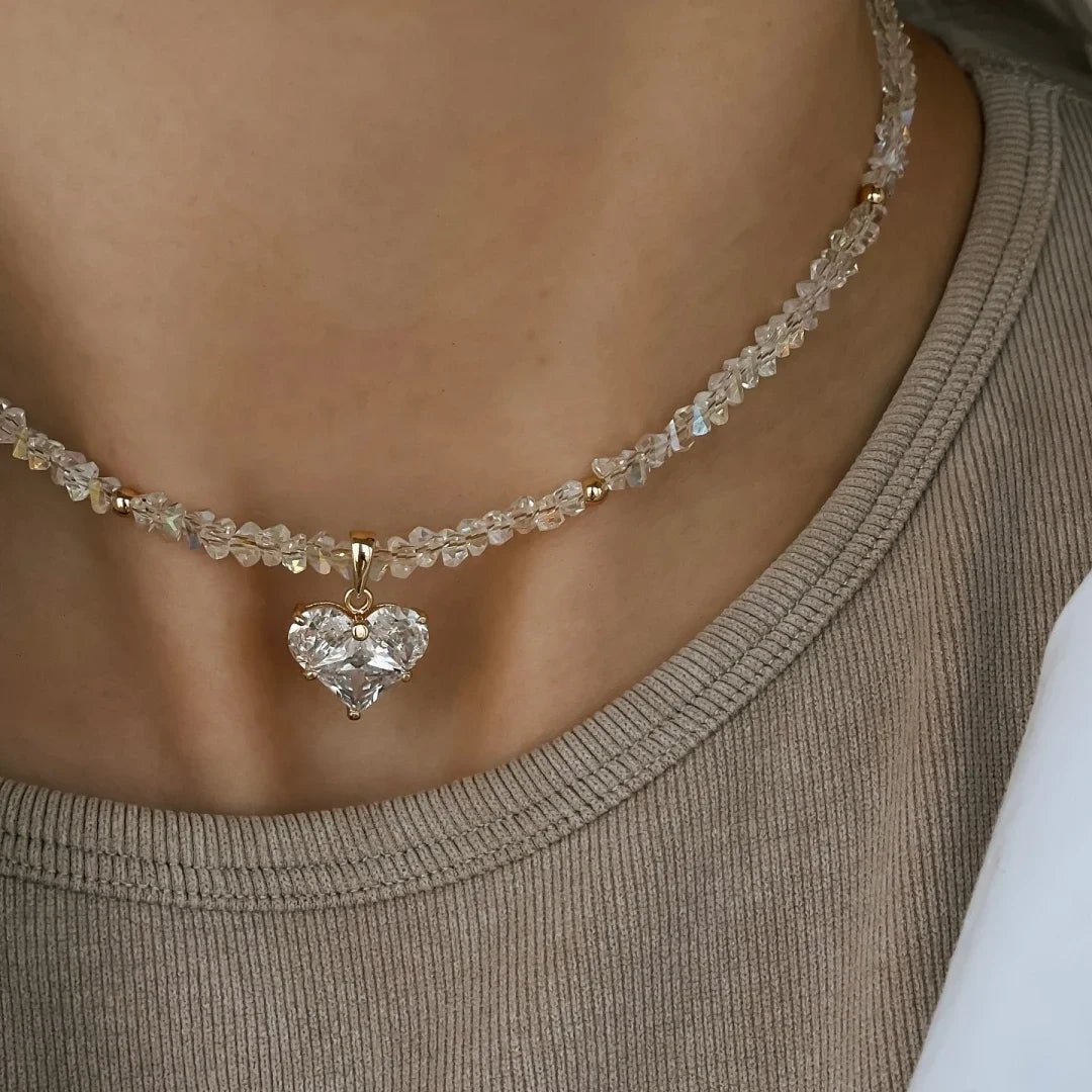 Zircon Heart Pendant Necklace For Women