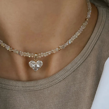 Zircon Heart Pendant Necklace For Women