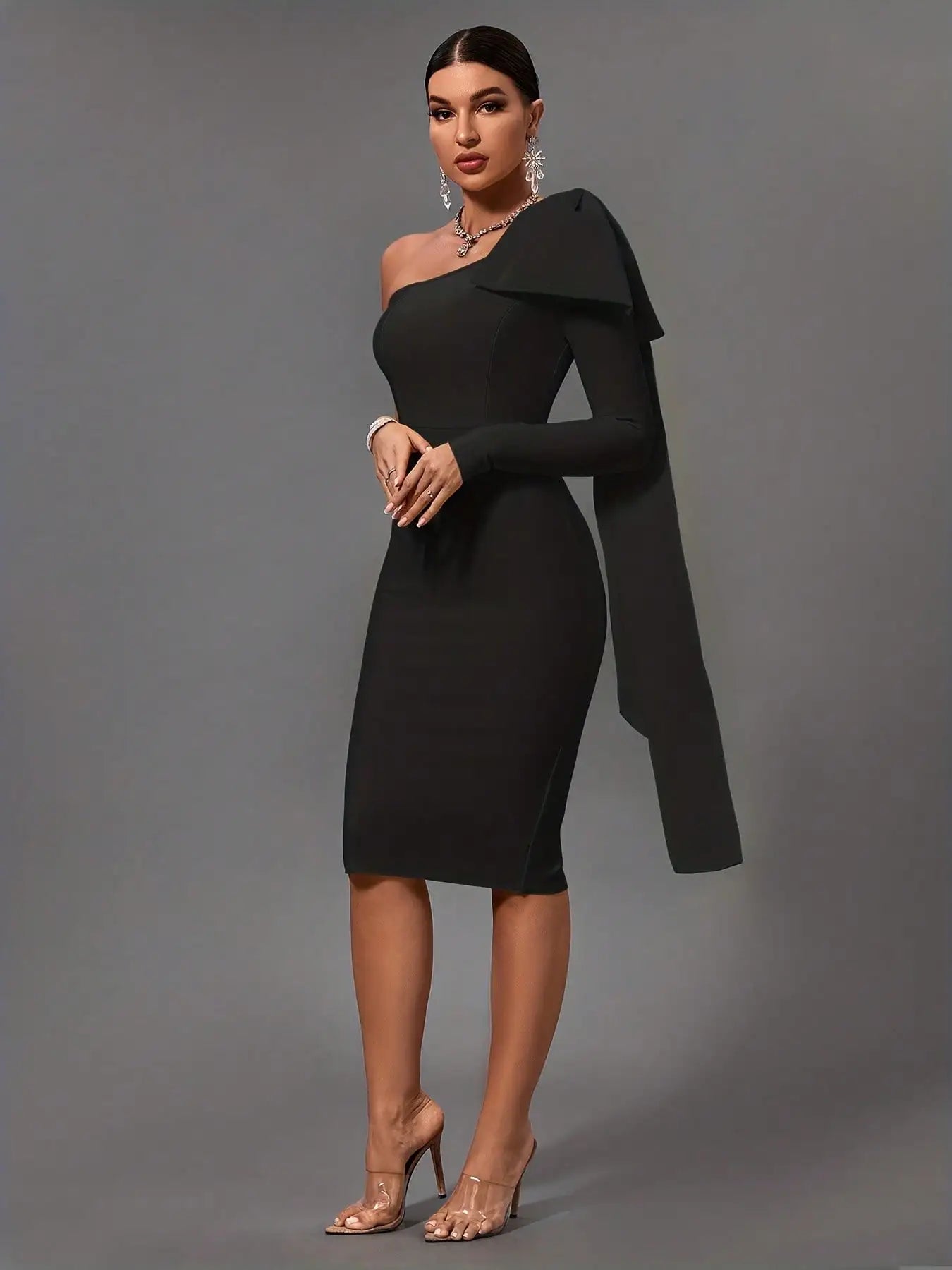 Bandage Bodycon Elegant Sexy One Shoulder Dress