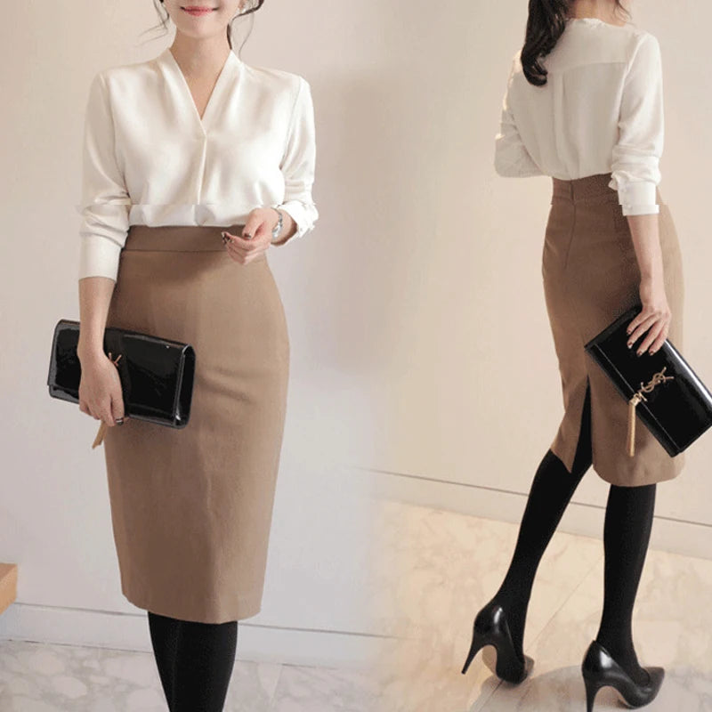 Long Sleeve Elegant Chiffon Office Blouse