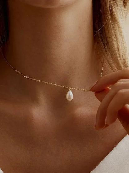 Pearl Choker Necklace for Women, 14k Gold Plated