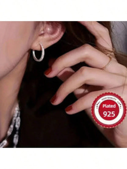 Shining Earrings – 925 Silver Plated Hoops, Elegant