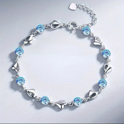 Women Heart Bracelet - Adjustable Crystal Charm Chain