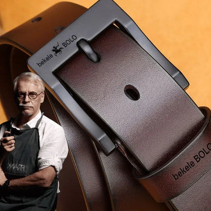 Men's Genuine Leather Belt  Alloy Pin Buckle