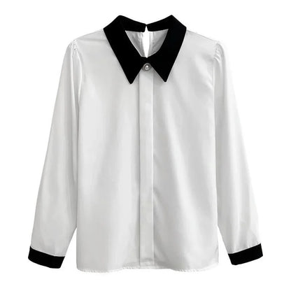 Women Blouses Casual Long Sleeve Turn-down Collar