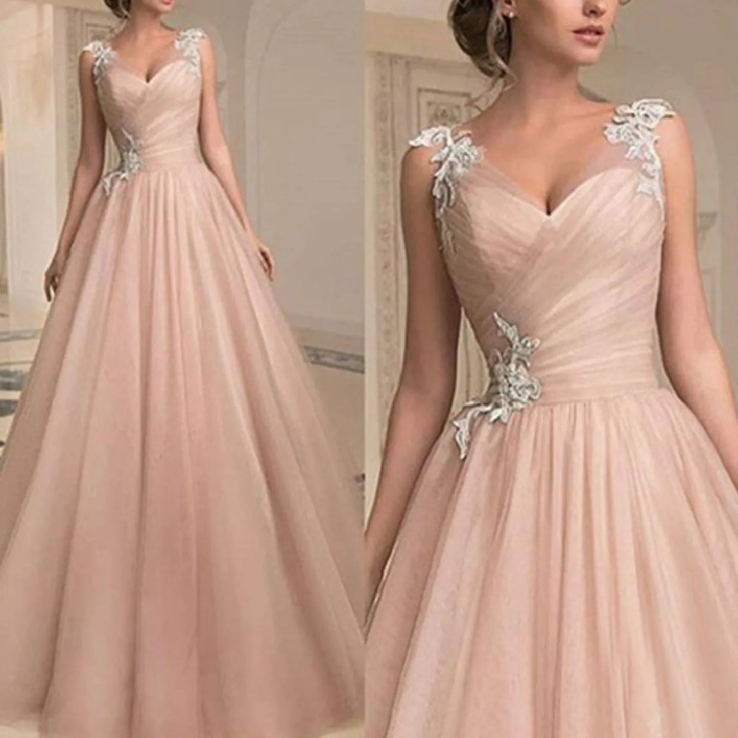 Elegant Lace Chiffon Evening Wedding Dress