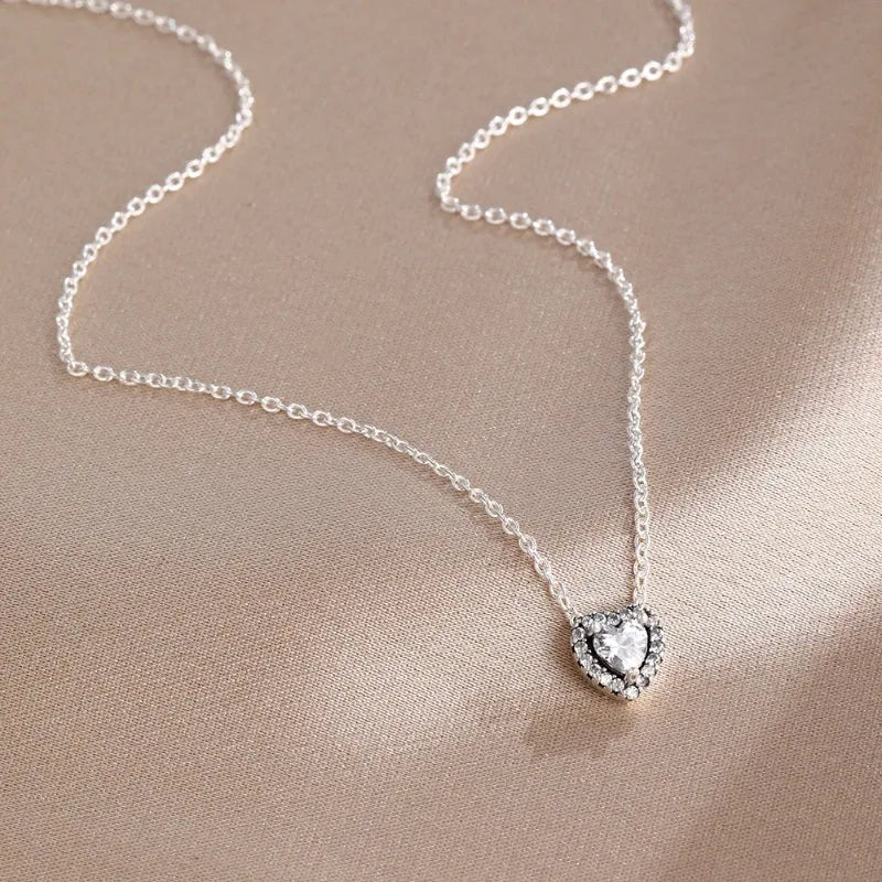 .925 Sterling Silver Necklace Zirconia Bow Exquisite Jewelry