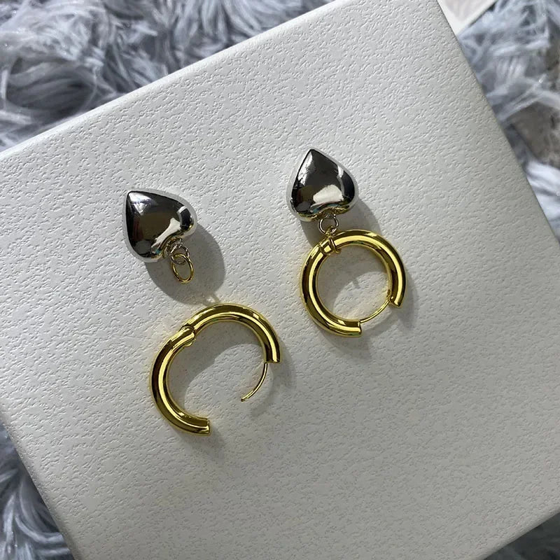 Gold Silver Color Heart Hoop Earrings Fashion Jewelry