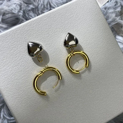 Gold Silver Color Heart Hoop Earrings Fashion Jewelry