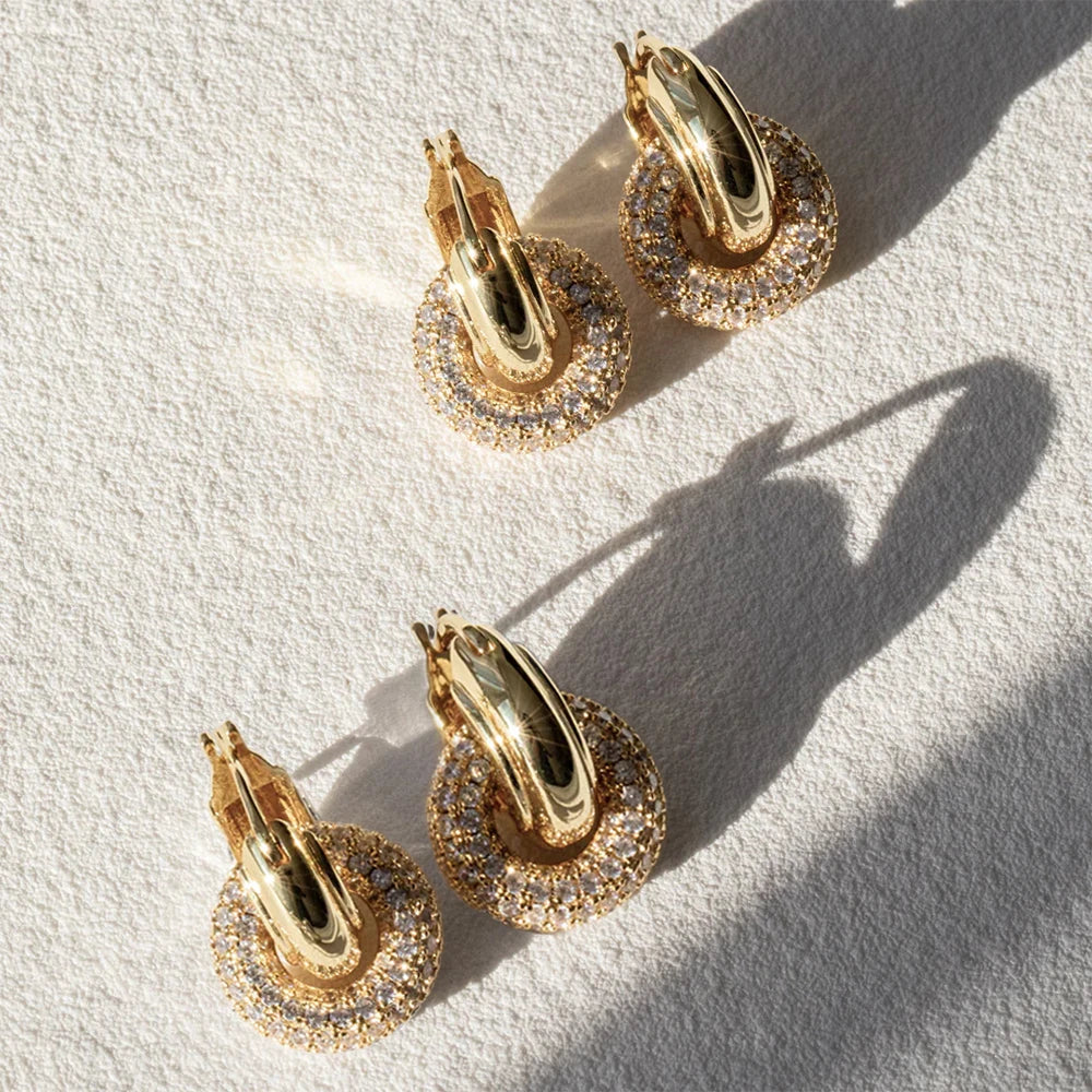 Rhinestone Stainless Steel Earrings Zircon Huggie Jewelry